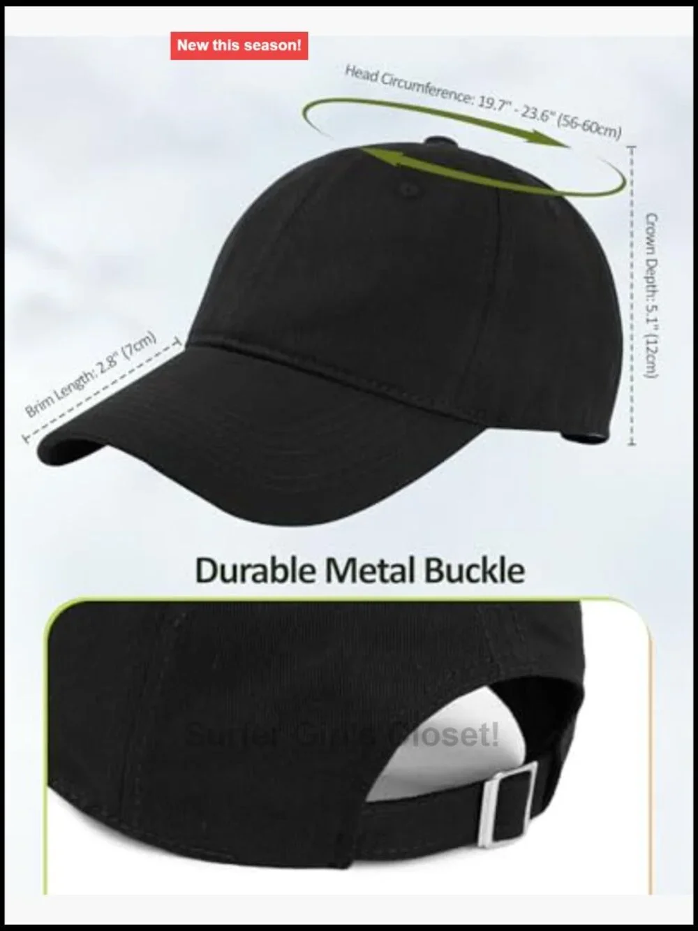 Unisex Adjustable Cotton Baseball Cap, Lightweight Dad Hat for Workout &